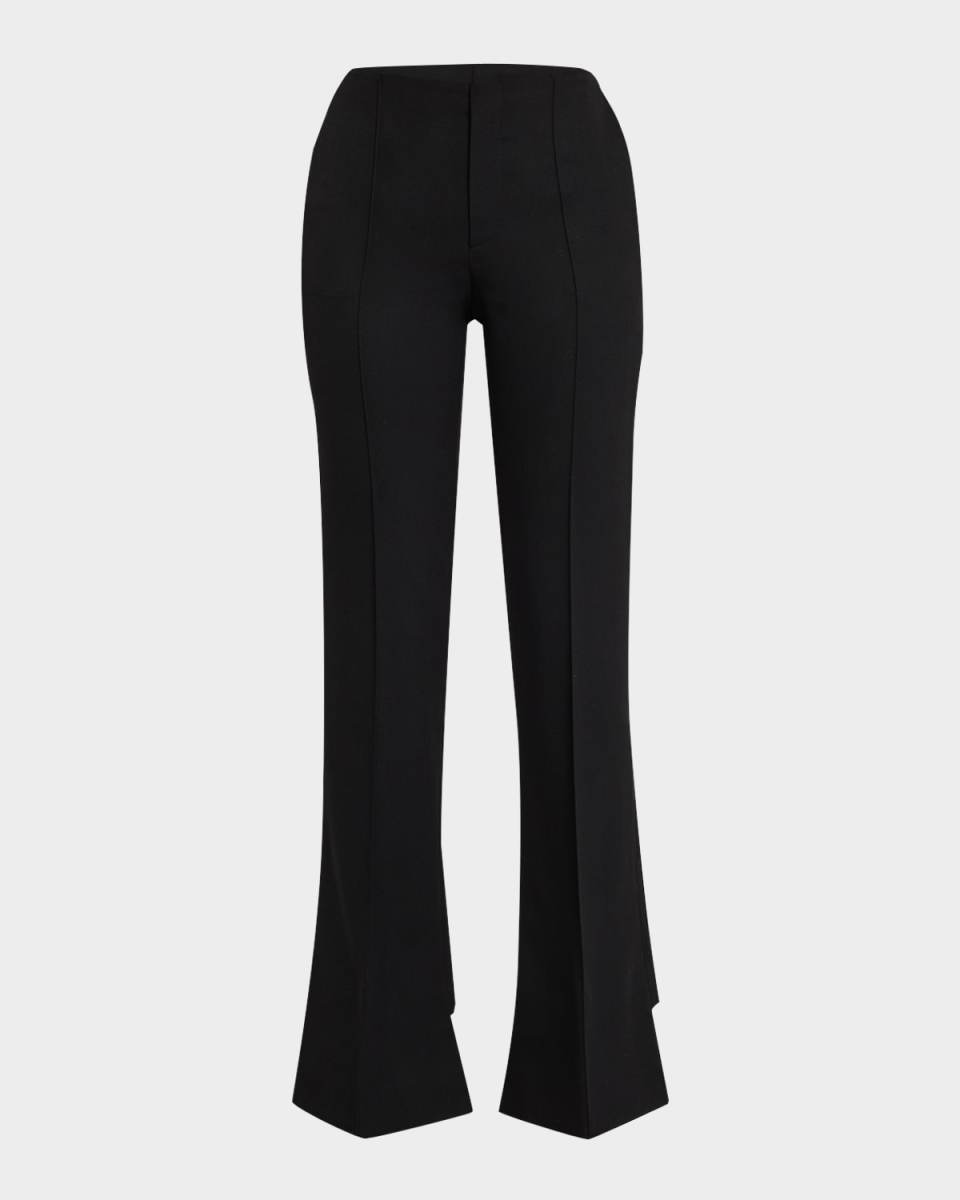 Mid-Rise Kickflare Step-Hem Trousers
